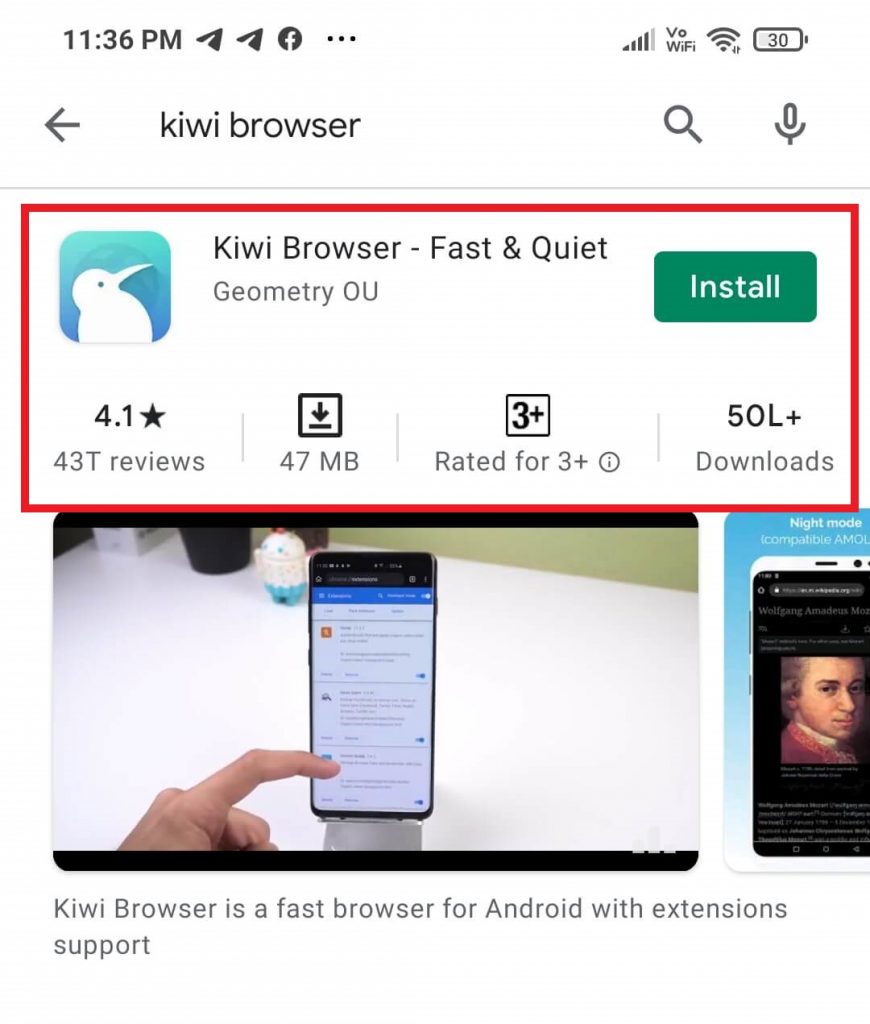 kiwi browser browser that allow to install browser extension in mobile