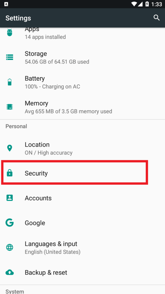 android-security-setting
